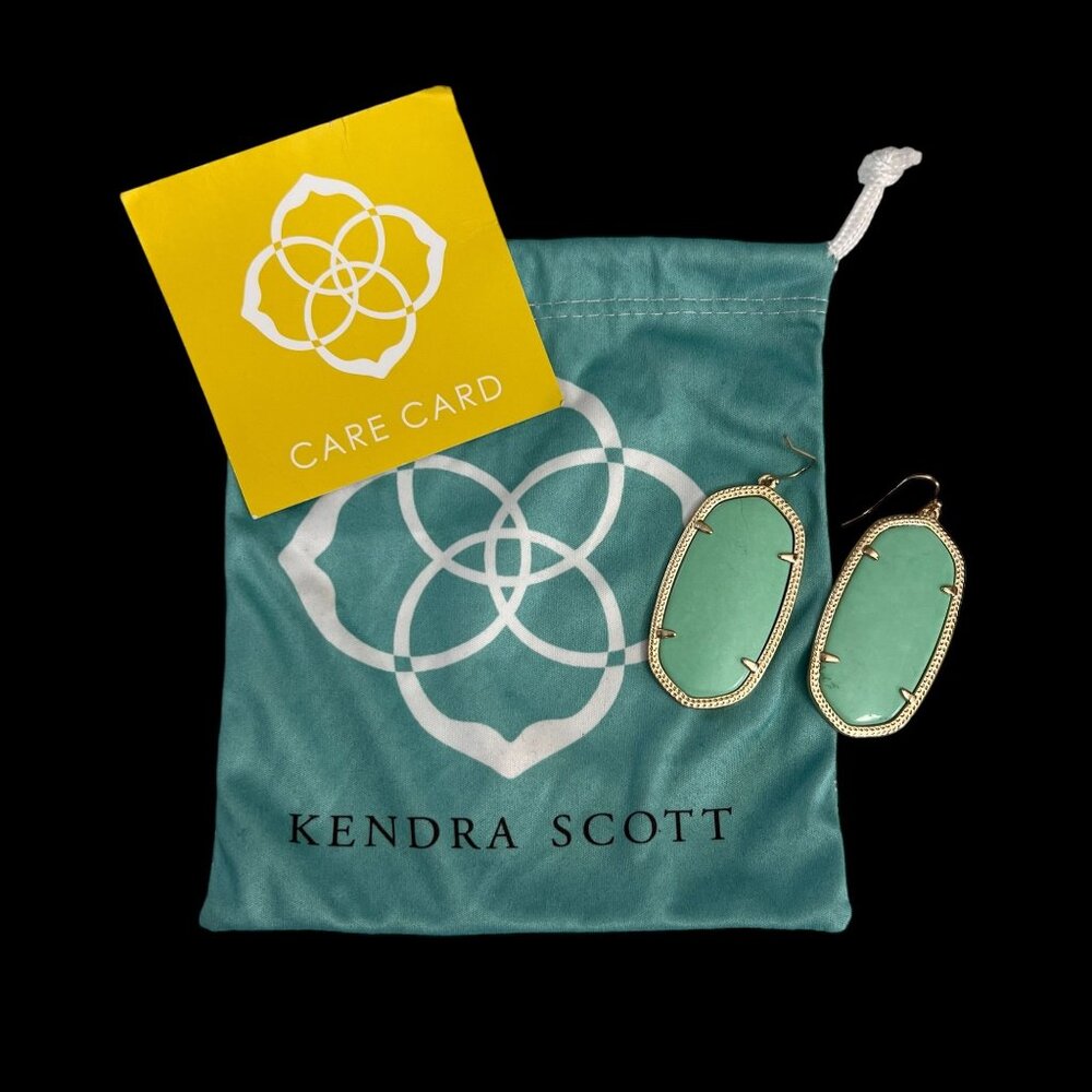 Kendra Scott Danielle Gold Plated Magnesite Drop 2" Original Pouch Care …